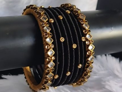 Kundan Churi Set — Midnight Black & Gold | Hi.Talha